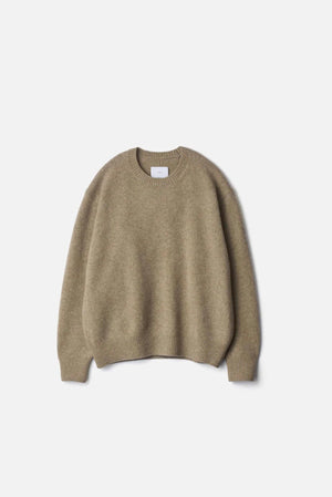 Extra Fine Wool Crew Neck Knit Beige