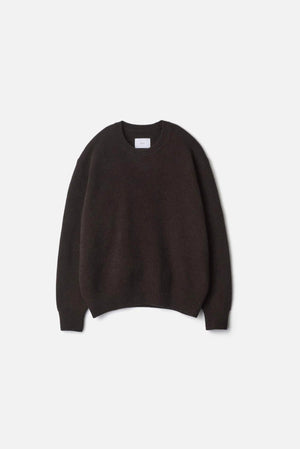 Extra Fine Wool Crew Neck Knit Dark Brown