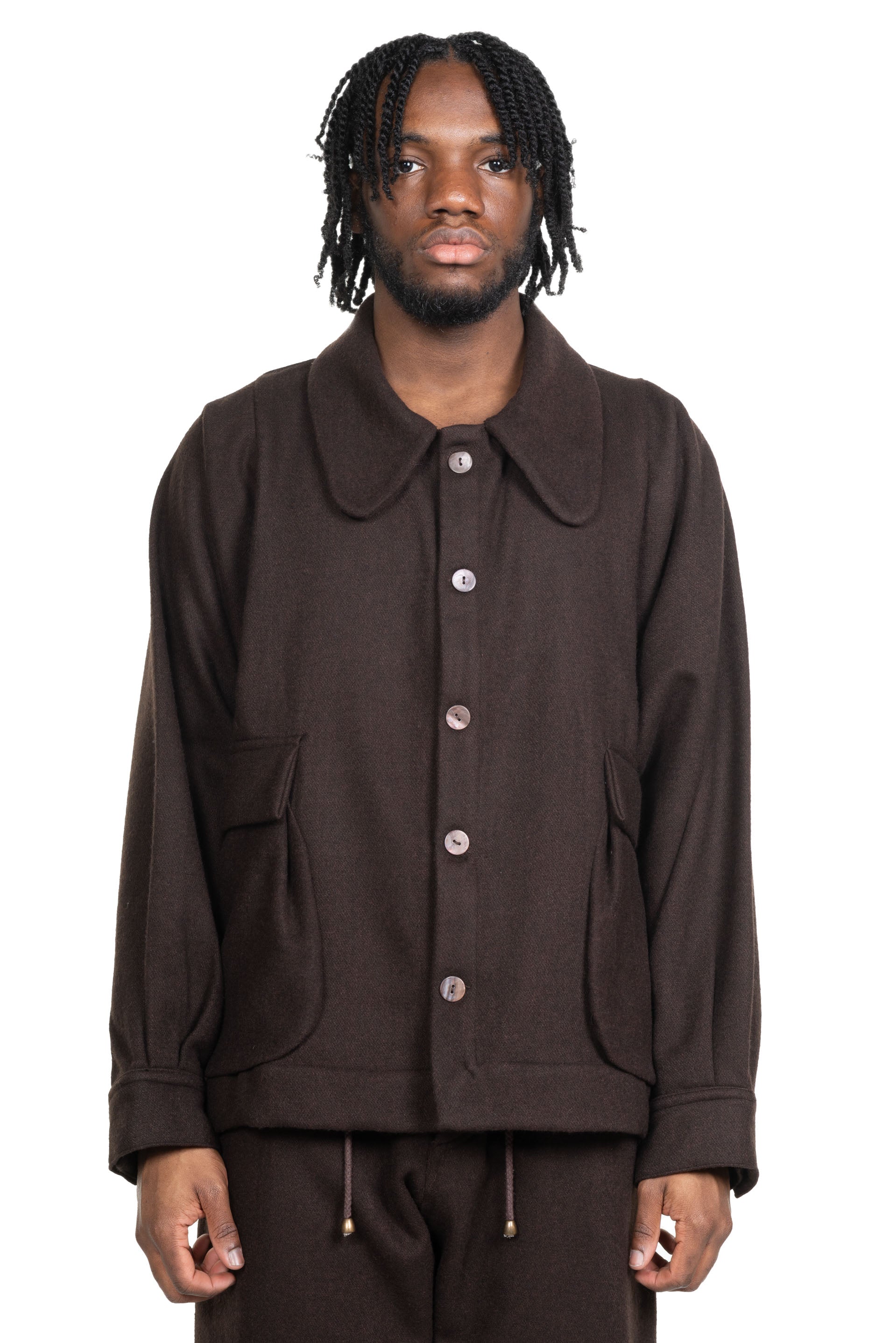 Gathering Farmer Jacket Naturally Dyed Boiled Wool | UJNG Gathering Farmer Jacket Naturally Dyed Boiled Wool | UJNG