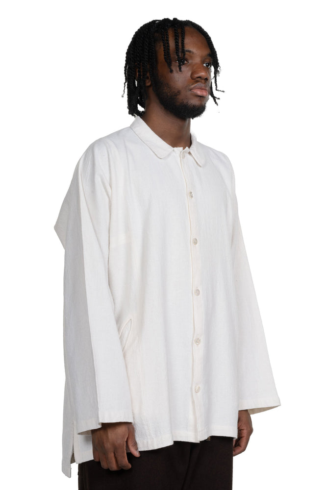 Farmer Shirt Herringbone Natural Fuuai Cotton