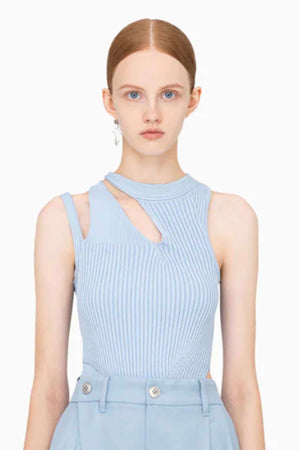 Feng Chen Wang Cut Away Ribbed Knit Blue