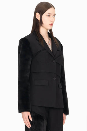 Feng Chen Wang Deconstructed Faux Fur Blazer