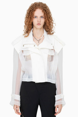 Feng Chen Wang Sheer Cropped Trench Coat