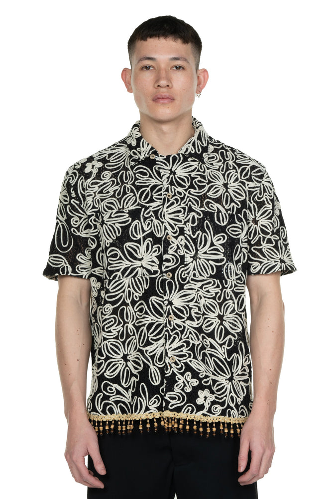 Flower Jacquard Shirt Black
