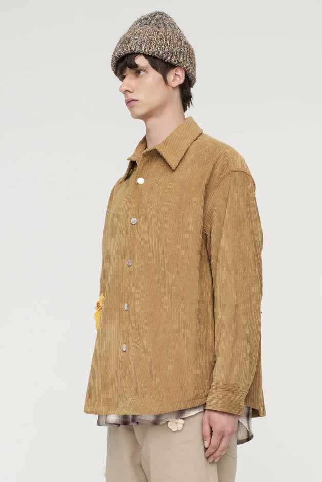 Flower Shirt Jacket Camel