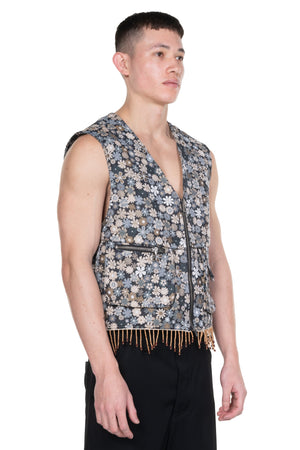 Andersson Bell Flower V-Neck Zip-Up Vest