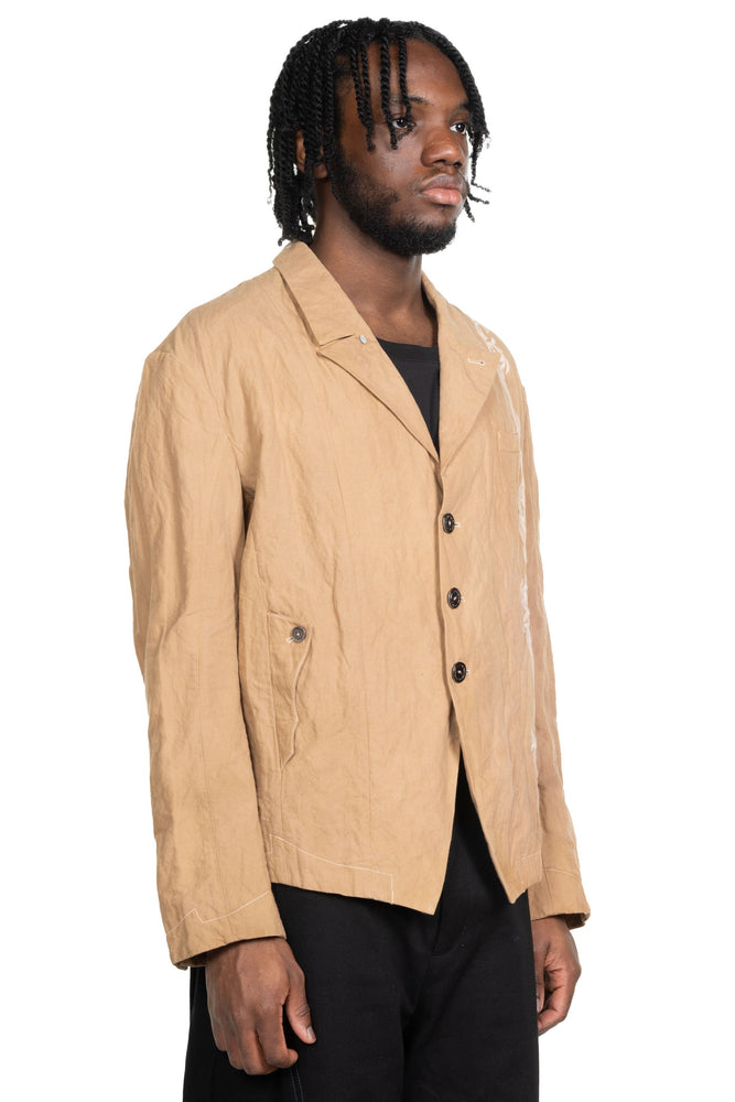FM Embroidered Blazer Crinkle Dyed Beige