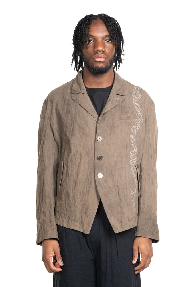 FM Embroidered Blazer Crinkle Dyed Grey