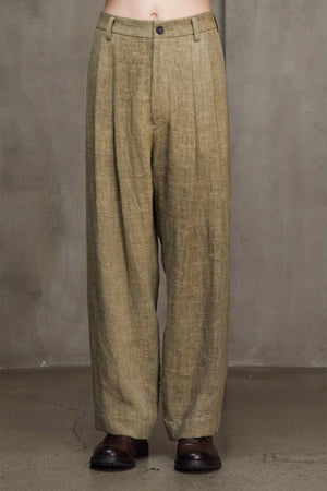 Front Pleat Trousers Faded Olive