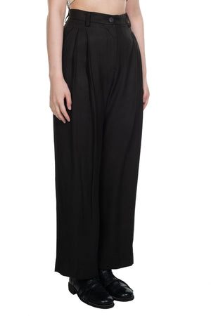 Front Pleats Wide Tapered Trousers