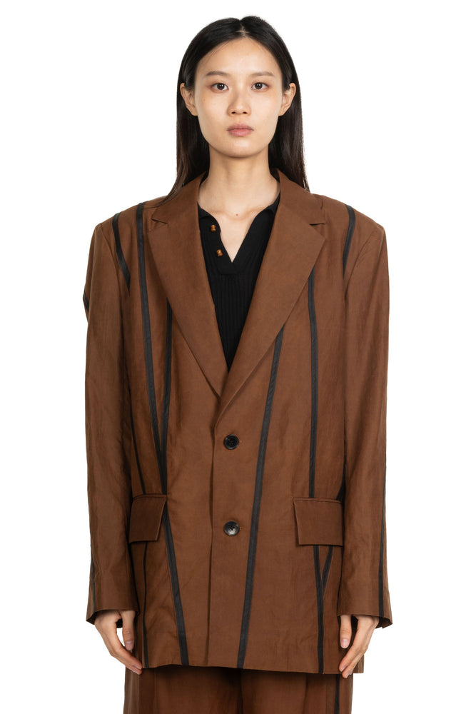 Gambiered Silk Blazer Brown