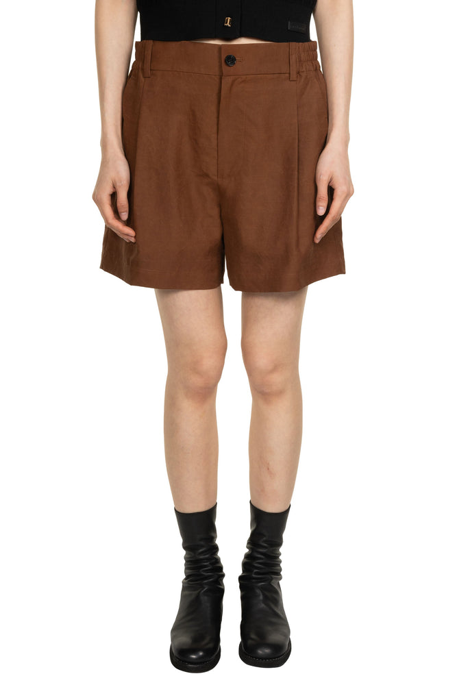 Gambiered Silk Short Brown