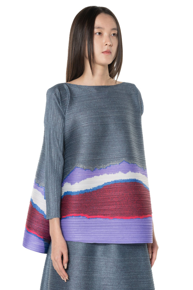 Grainy Colors Top Dark Blue Grey