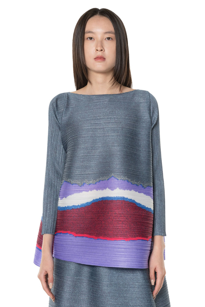 Grainy Colors Top Dark Blue Grey