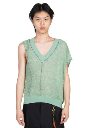 Andersson Bell Green Mario Summer Shaggy V-Neck Vest