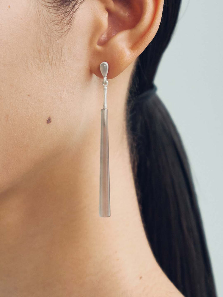 Grey Agate Pillar Earring