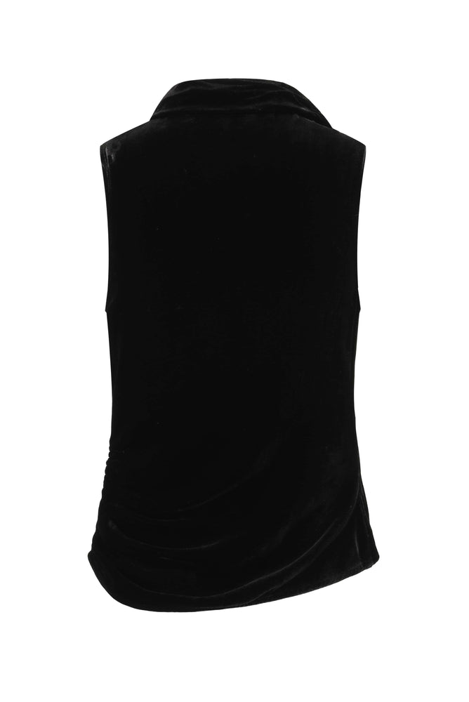 Halterneck Draped Velvet Tank Black
