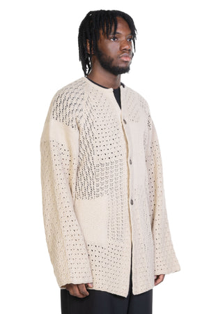 Hand Made Patch-work Knitted Jacket Beige