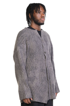 Hand Made Patchwork Knitted Jacket Grey