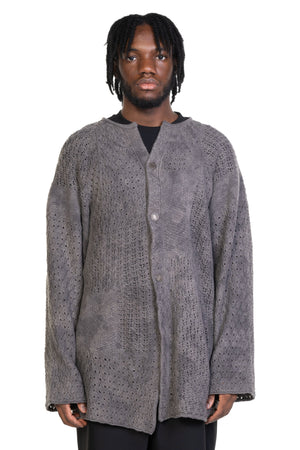 Hand Made Patchwork Knitted Jacket Grey