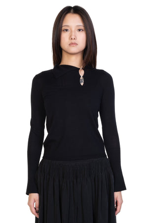 High Neck Cable Pearls Pullover