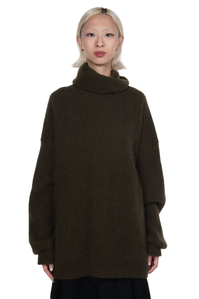 High Neck Top Army Green