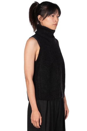 Isabel Benenato Black High Neck Mohair Knit Vest