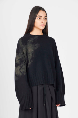 Isabel Benenato Stain Print Crewneck Jumper Black