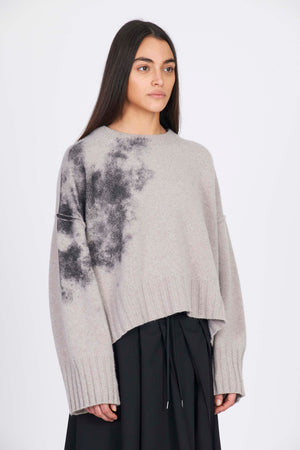 Isabel Benenato Stain Print Crewneck Jumper Taupe