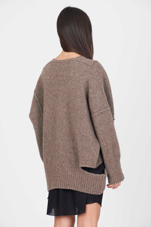 Isabel Benenato Yak V-Neck Jumper Taupe 