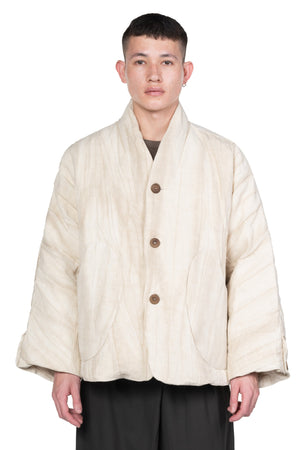 Ivory White Padded Kimono Jacket