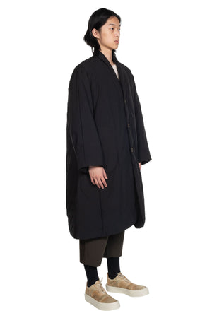 Black Padded Cotton Long Coat