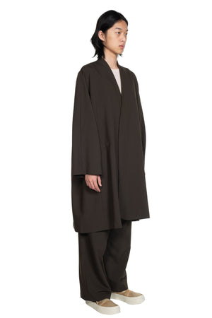 Kar Collarless Long Coat Black Olive