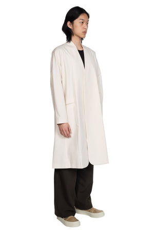 Kar Collarless Long White Coat