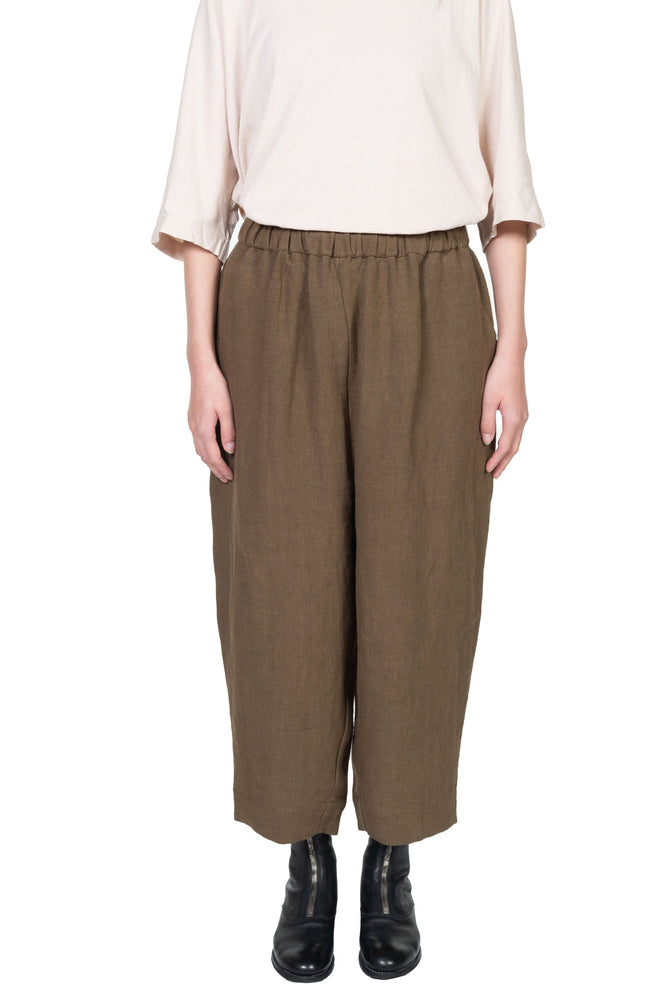 Kar Elastic Linen Trousers Olive