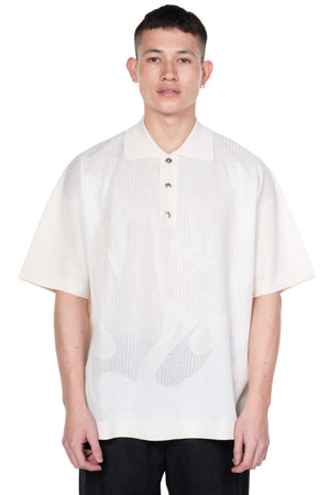 Knit Polo with Phoenix Pattern