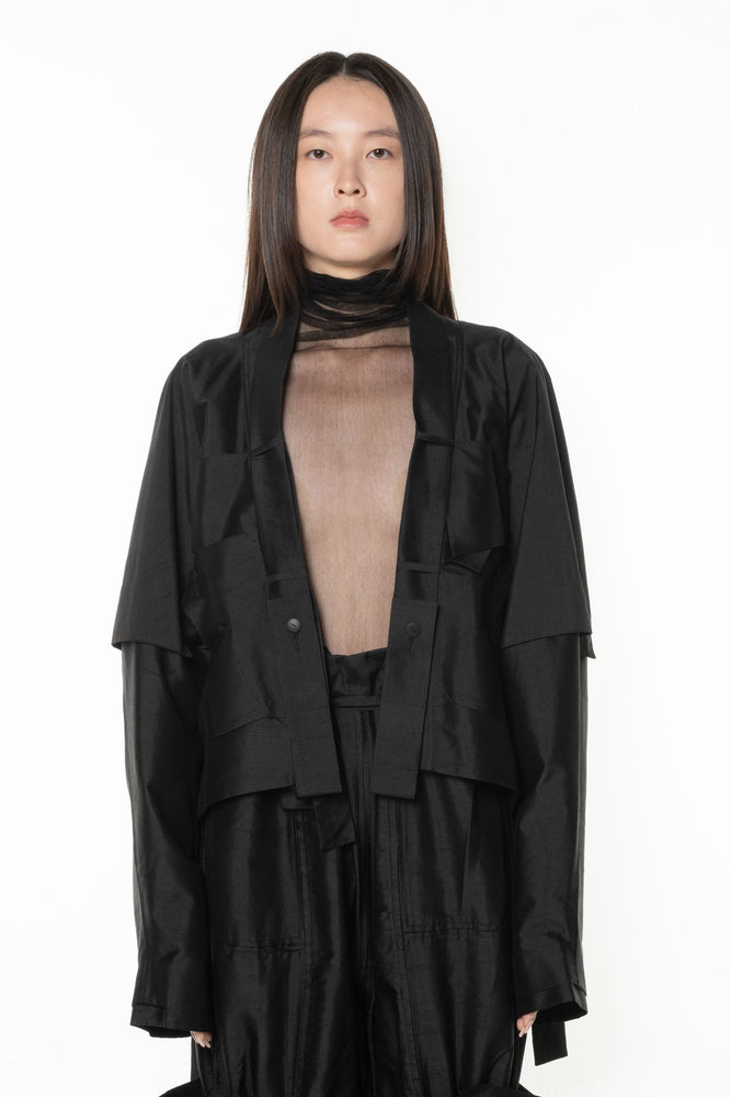 Linen and Silk Jacket Black