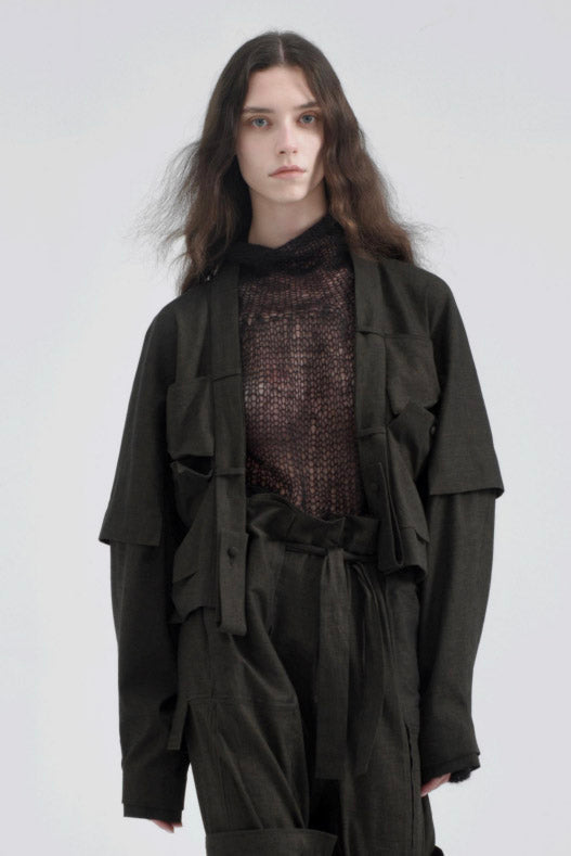 Linen and Silk Jacket Green