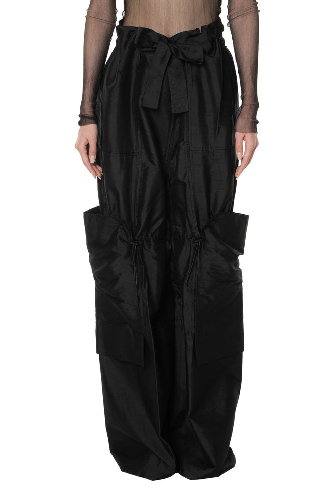 Linen and Silk Pants Black