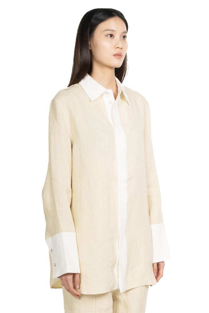 Linen Shirt with Turned Up Sleeve