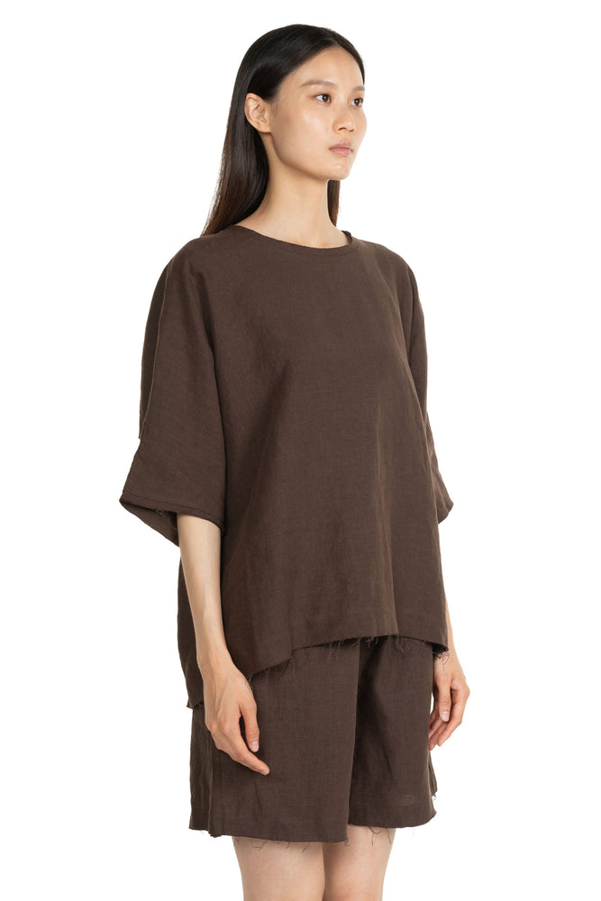 Linen T-Shirt Brown