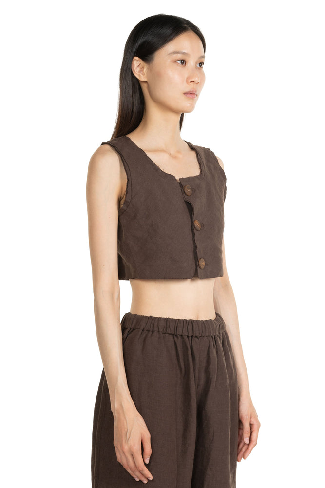Linen Tank Top Brown