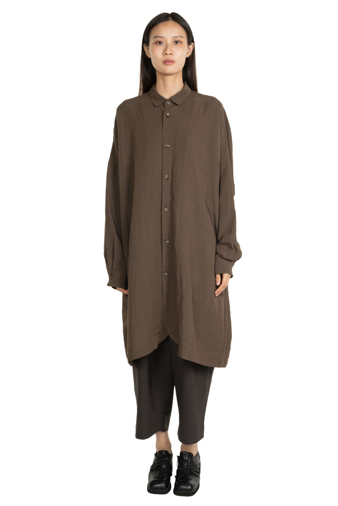 Long Brown Shirt With Pockets