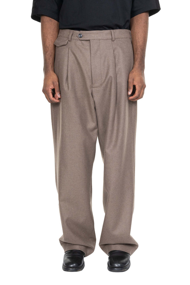 Long Wide Pants Flannel Wool Greige