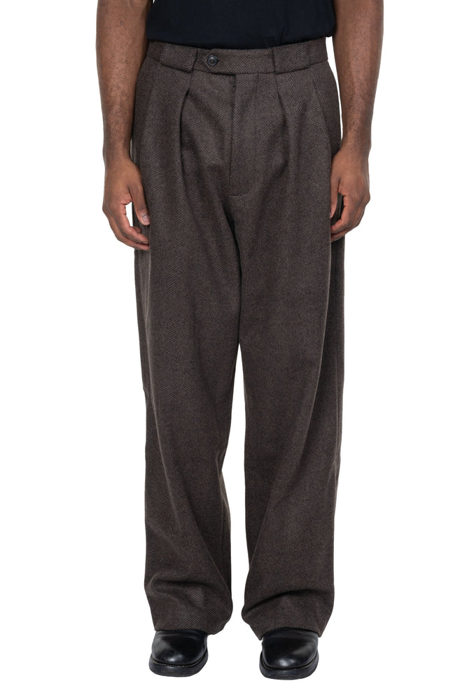 Long Wide Pants Wool Cashmere Coffee Brown