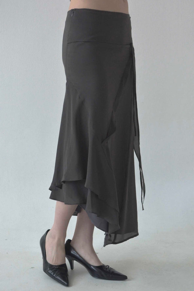 Luf Silk Skirt Dark Grey