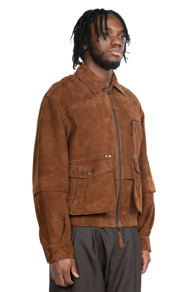 Mikoos Suede Bomber Jacket Brown