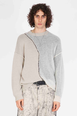 Mohair Contrasting Crew Neck Knit