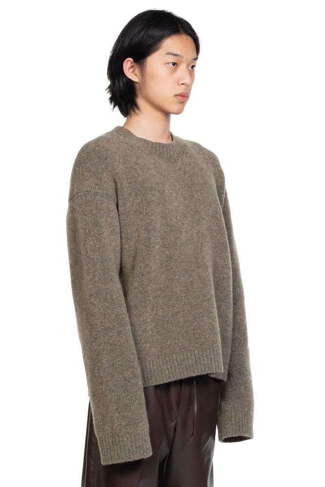 Nanushka Loki Compact Boucle Crew Neck Sweater Moss