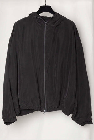 Gabriela Coll Garments NO.216 Double Hooded Zipper Jacket Black